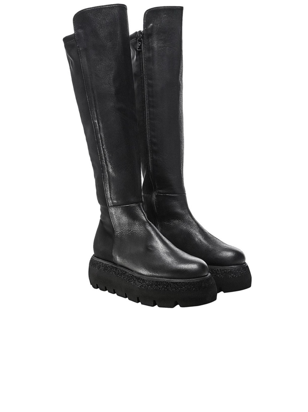 Minimalist Black Over-the-Knee Platform Boots - Picture 6 of 10